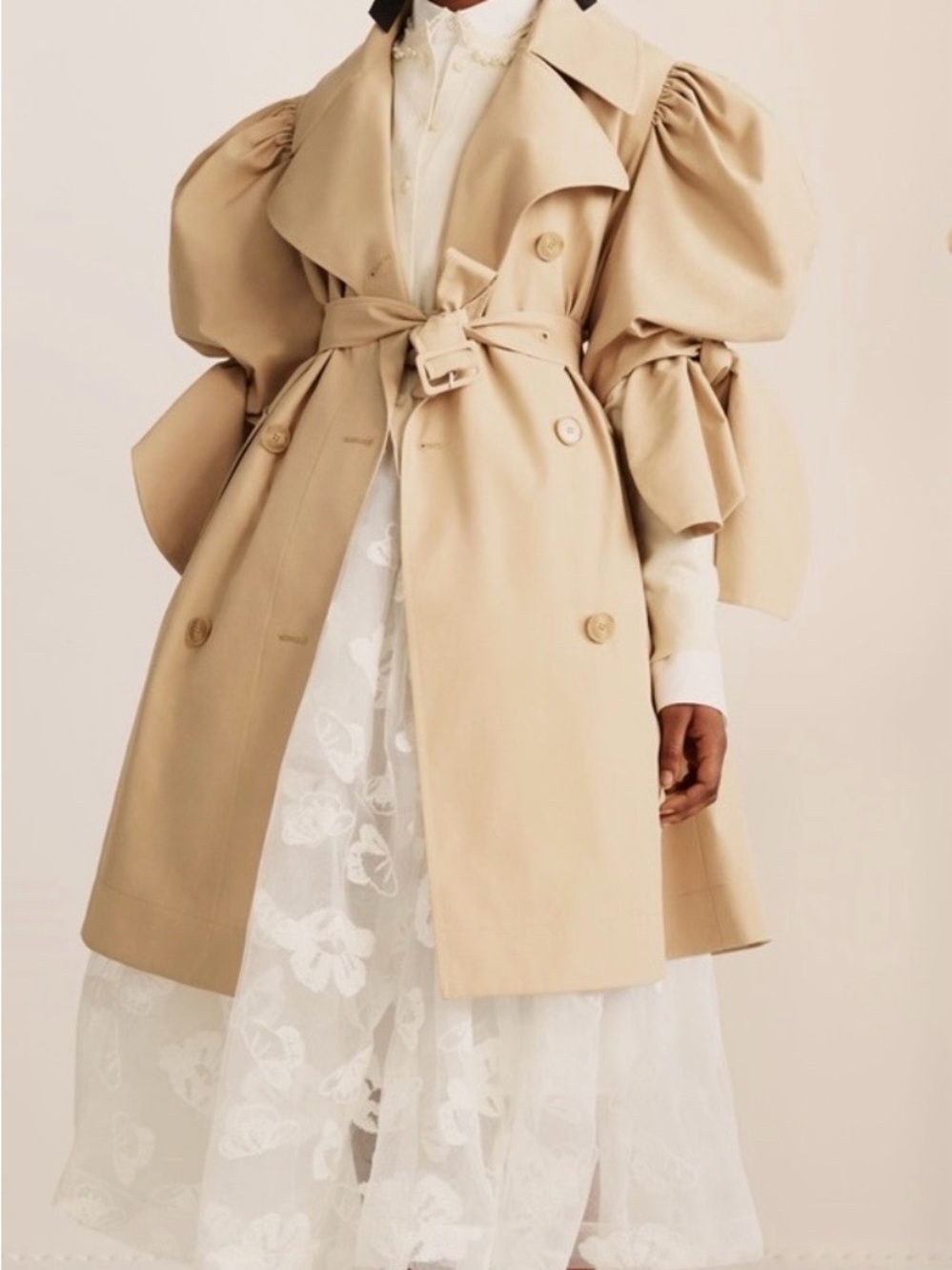Simone Rocha x H&M Beige Trench Coat with Classic Lapel